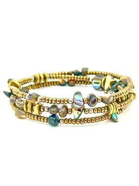 Silpada Retired B1706 Bronze, Brass & Glass Wrap Bracelet